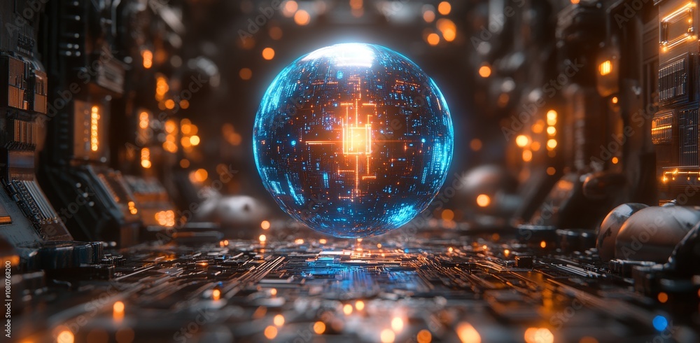 Future of digital communication presented as a blue digital planet with digital circuitry. Future of digital communication presented as a blue digital planet with digital circuitry.
