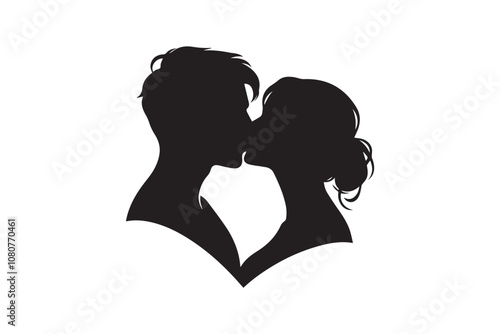 silhouette of a couple a kissing vector silhouette isolated in white background. Happy valentines day