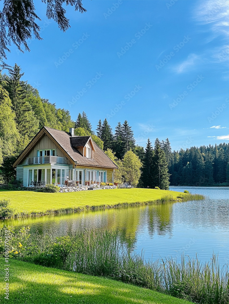 Fototapeta premium house on the river