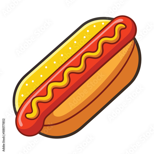 Hot Dog with Ketchup Vector Illustration
