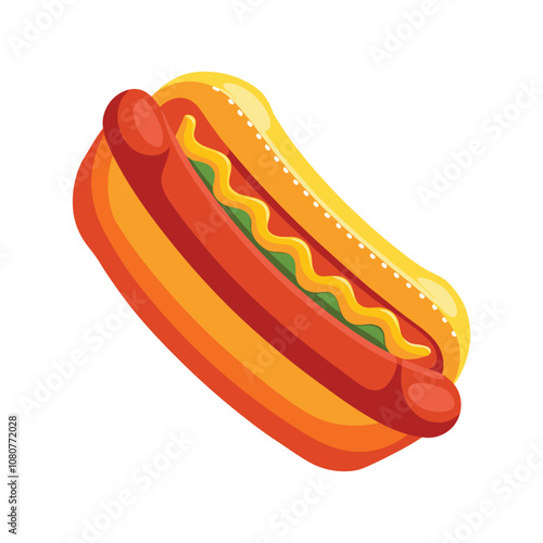 Hot Dog with Ketchup Vector Illustration
