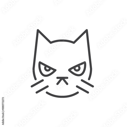 Angry cat icon Logo symbol outline set