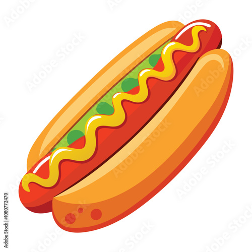 Hot Dog with Ketchup Vector Illustration