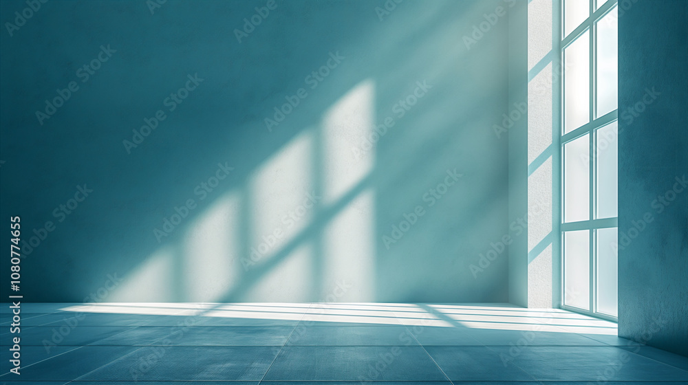 Soft sunlight streams through large window in empty, modern room, abstract background. Generative AI Soft sunlight streams through large window in empty, modern room, abstract background. Generative AI