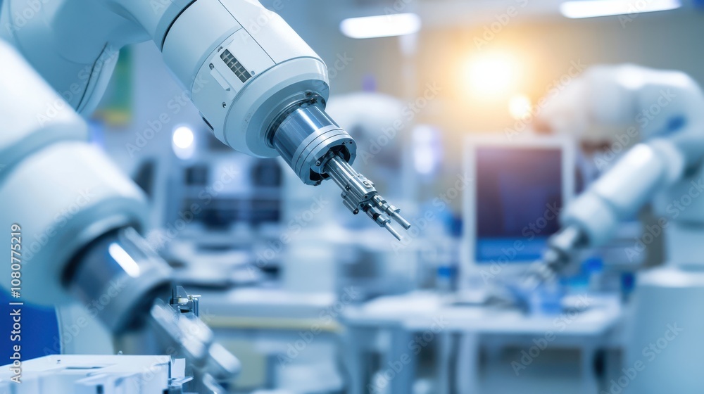 Advanced robotic arms operate with precision in a laboratory setting, representing technological innovation and meticulous engineering. Advanced robotic arms operate with precision in a laboratory setting, representing technological innovation and meticulous engineering.