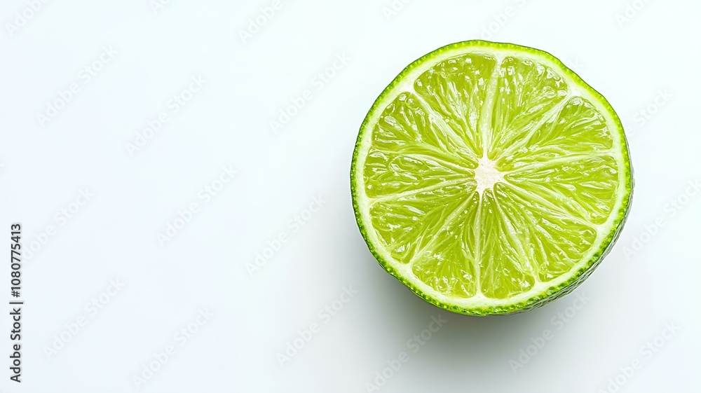lime slice on white background with copy space lime slice on white background with copy space
