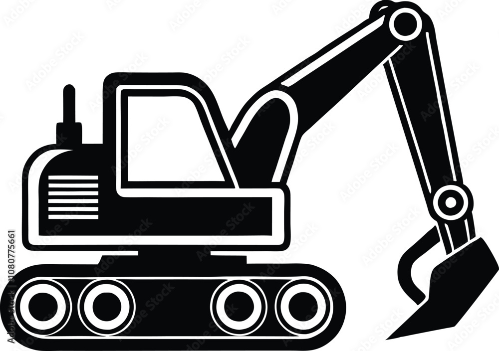 Excavator vector silhouette. Construction excavator vector, Excavator logo, icon Excavator vector silhouette. Construction excavator vector, Excavator logo, icon