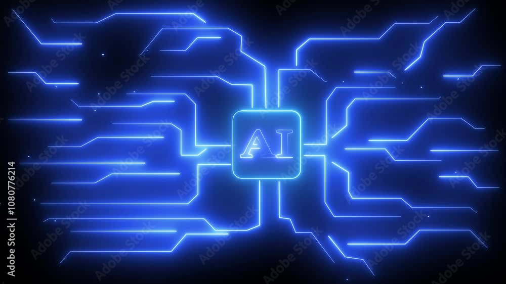 Neon Circuit board. Microchip with electronic circuit board glowing animation. High tech glowing futuristic circuit board animation. futuristic digital Data moving on Circuit Board. Neon Circuit board. Microchip with electronic circuit board glowing animation. High tech glowing futuristic circuit board animation. futuristic digital Data moving on Circuit Board.