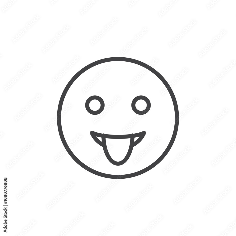 Face with tongue icon Logo symbol outline set Face with tongue icon Logo symbol outline set