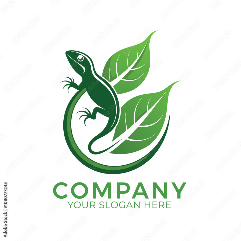 Fototapeta premium Lizard Leaf Logo Vector illustration