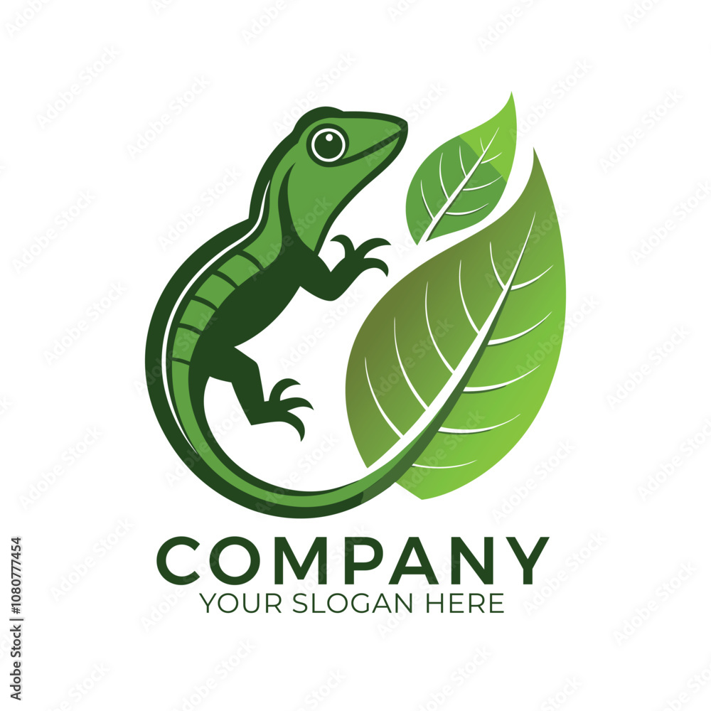 Fototapeta premium Lizard Leaf Logo Vector illustration