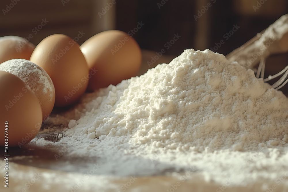A background featuring flour, sugar, and eggs, arranged to create a cozy baking atmosphere.
A background featuring flour, sugar, and eggs, arranged to create a cozy baking atmosphere.