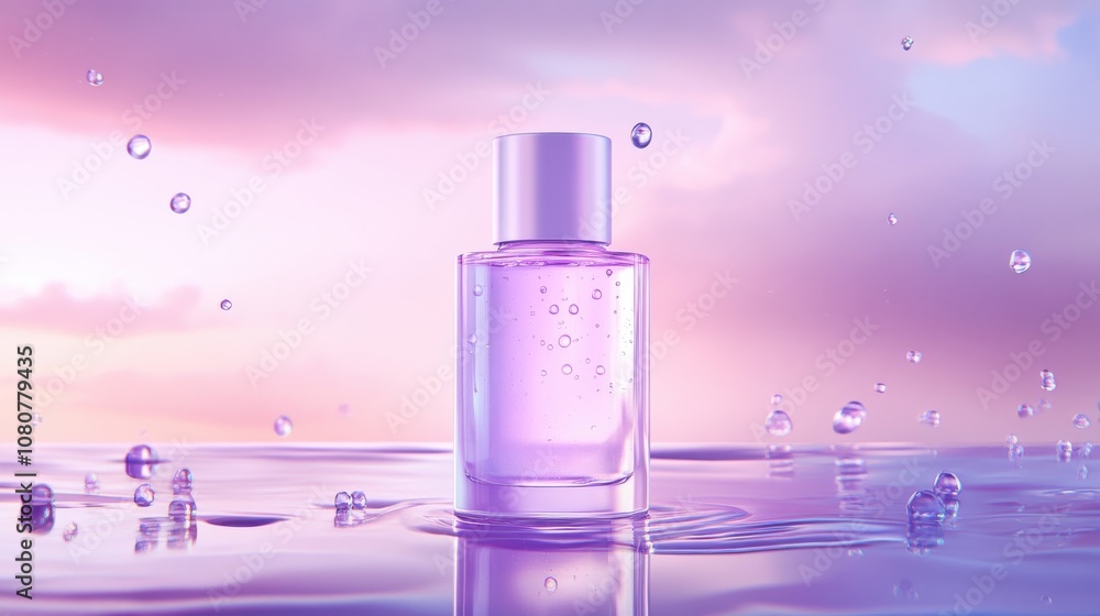 Captivating high-quality moisturizer bottle with droplets serene water background product photography calm atmosphere close-up beauty concept Captivating high-quality moisturizer bottle with droplets serene water background product photography calm atmosphere close-up beauty concept