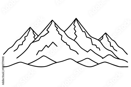 mountain landscapes line art vector silhouette on white background photo