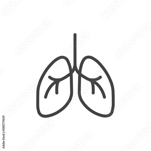 Lungs icon Logo symbol outline set