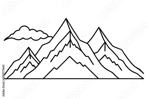 mountain landscapes line art vector silhouette on white background photo