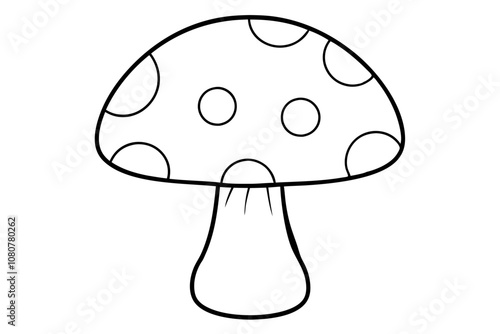 mushroom line art vector silhouette on white background