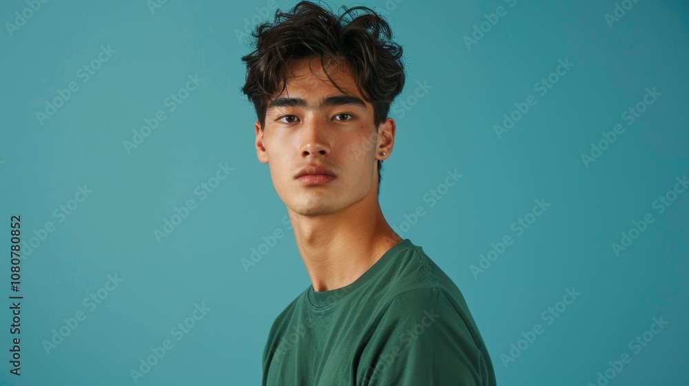 Casual Male Model Standing on Neutral Background Generative AI Casual Male Model Standing on Neutral Background Generative AI