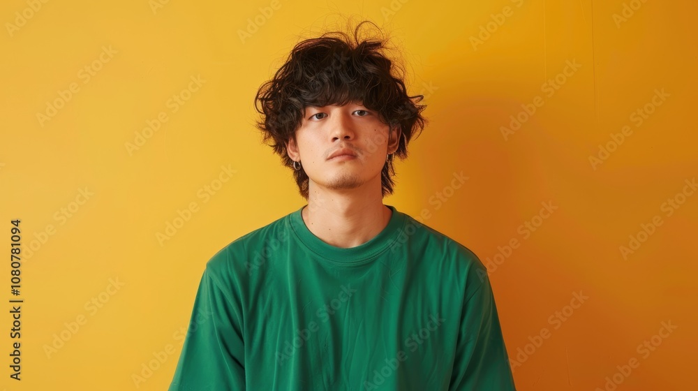 Casual Male Model Standing on Neutral Background Generative AI Casual Male Model Standing on Neutral Background Generative AI