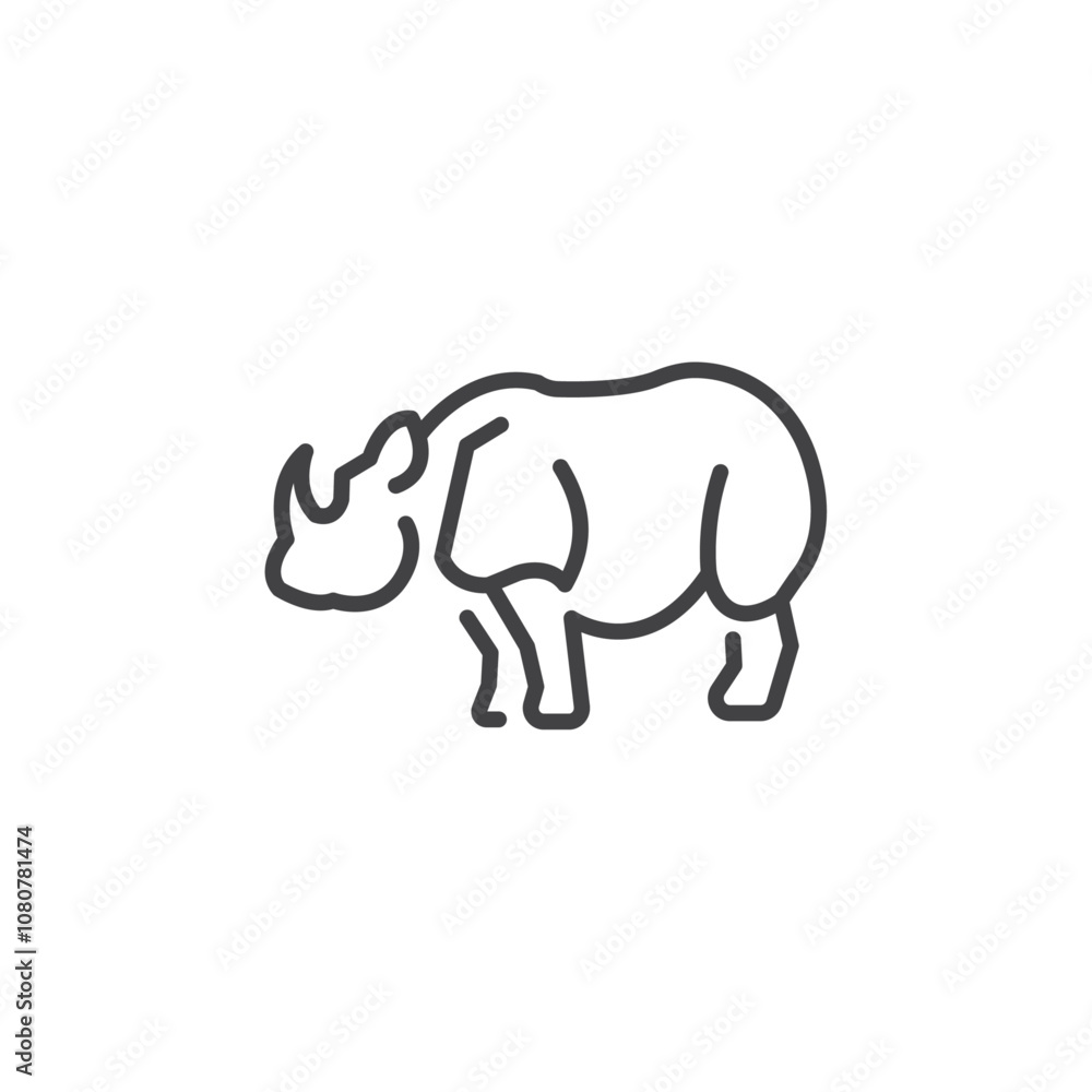 Rhinocerous icon Logo symbol outline set Rhinocerous icon Logo symbol outline set