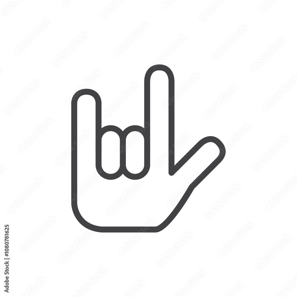 Rock gesture icon Logo symbol outline set Rock gesture icon Logo symbol outline set