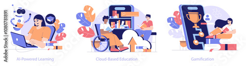 Edtech. Flat Vector Illustration