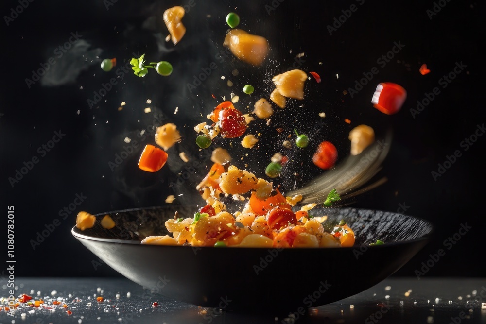 Gnocchi with Tomatoes, Peas, and Herbs in a Black Bowl Gnocchi with Tomatoes, Peas, and Herbs in a Black Bowl