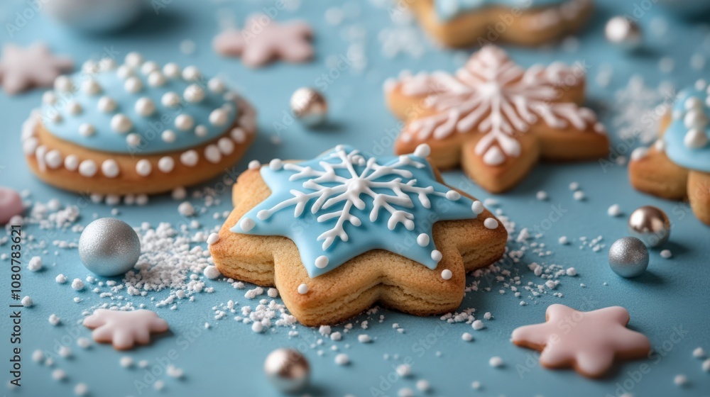 Charming Holiday Cookies Decorated with Icing and Sprinkles Charming Holiday Cookies Decorated with Icing and Sprinkles