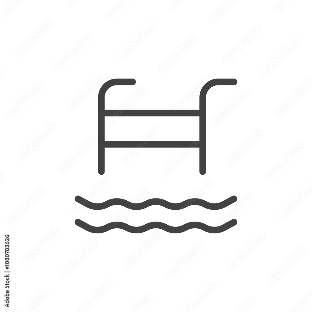 Fototapeta premium Swimming pool icon Logo symbol outline set