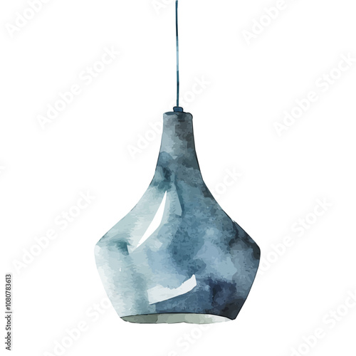 A watercolor vector of a Pendant Light, isolated on a white background. Pendant Light vector.