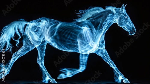 Mysterious Horse Silhouette on Dark Background, Perfect for Fantasy or Horror Themes Generative AI