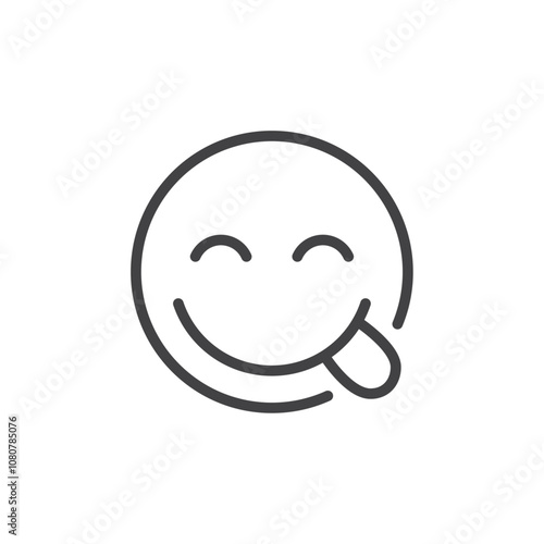 Yummy emoji icon Logo symbol outline set