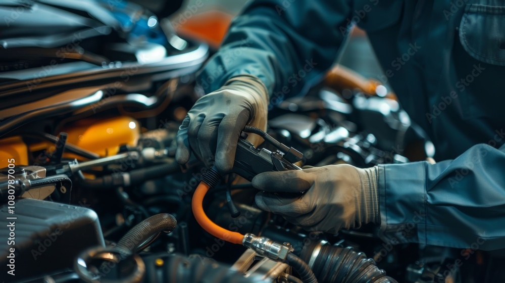 Car Diagnostic Expert at Work in a Garage Generative AI Car Diagnostic Expert at Work in a Garage Generative AI