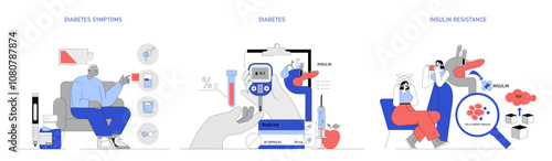 Blood Sugar Tracking. Flat Vector Illustration