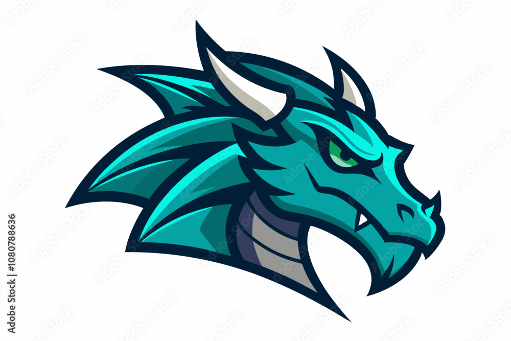 Dragon Head Mascot Logo Vector Illustration with White Background