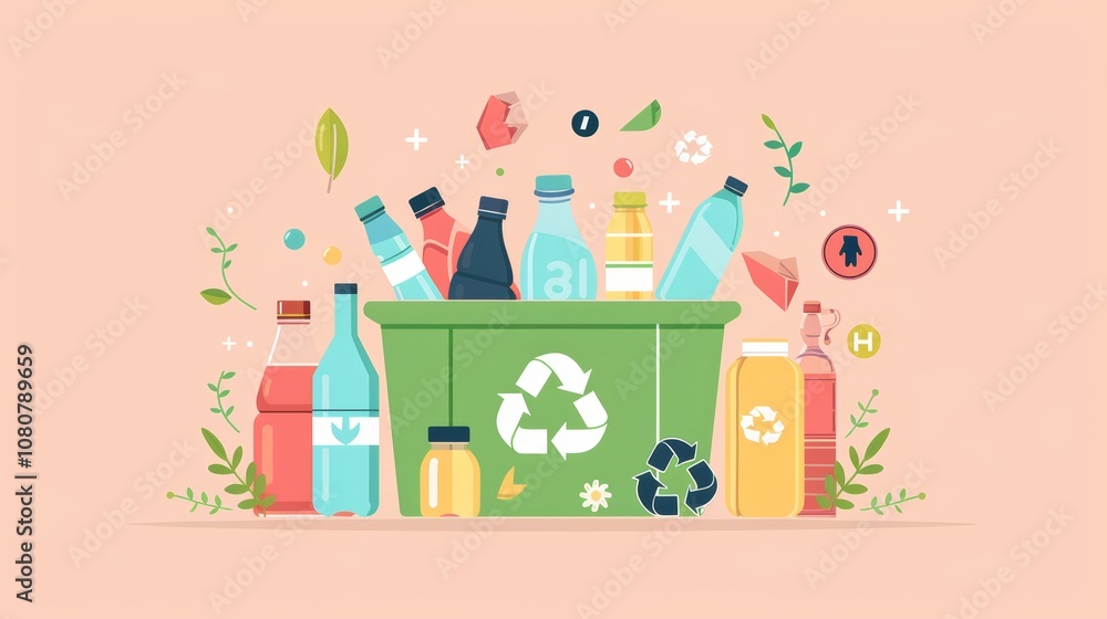 Eco-Friendly Recycling Bin with Recyclables for Waste Management Generative AI Eco-Friendly Recycling Bin with Recyclables for Waste Management Generative AI