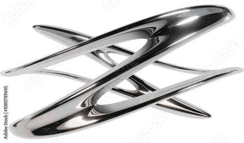 Foto 3D Chrome abstract organic shape futuristic y2k freeform element on Transparency