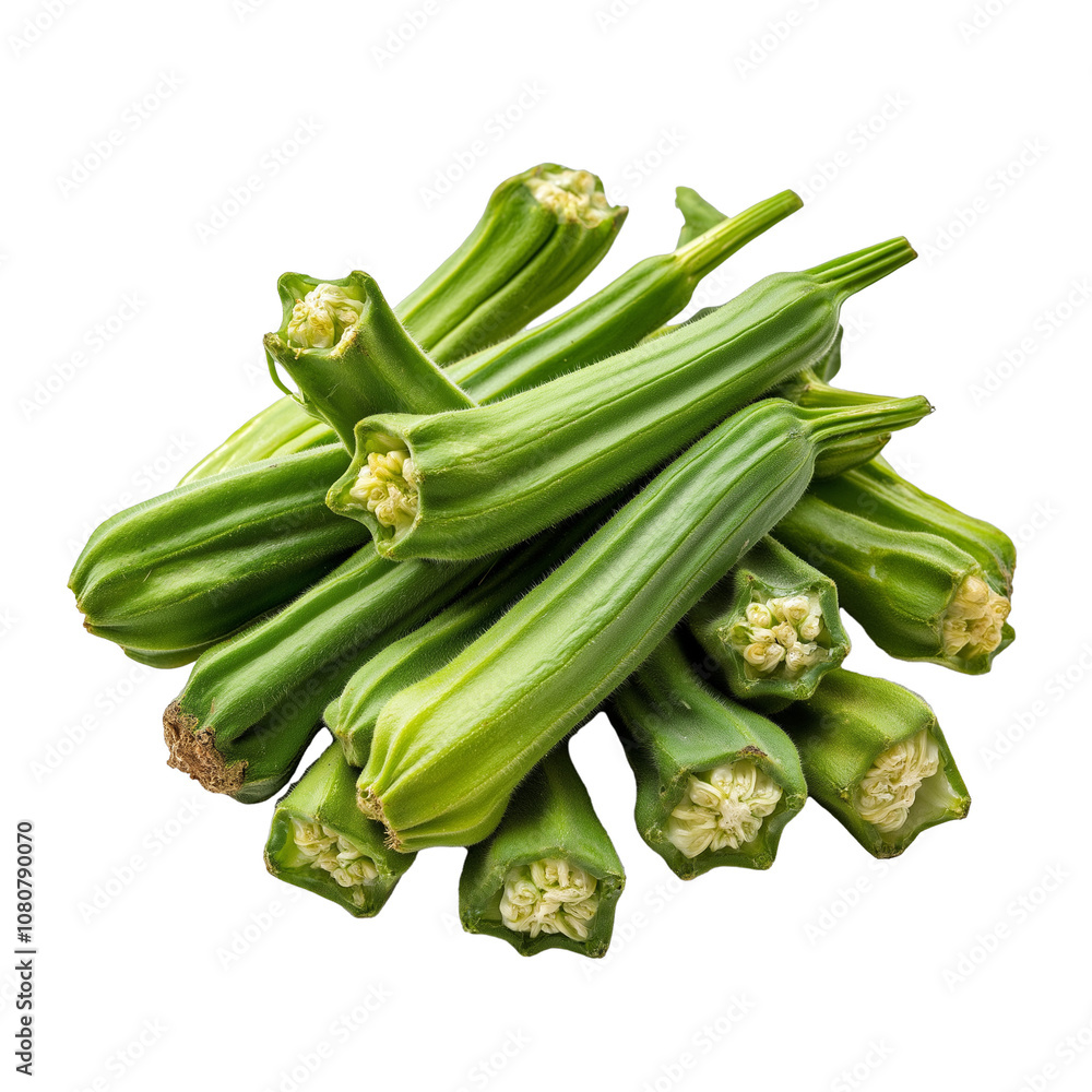 PNG of okra isolate on transparent and white background PNG of okra isolate on transparent and white background