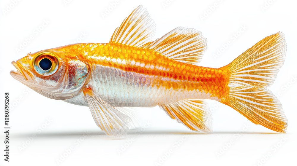 Fototapeta premium Vibrant Golden Fish Isolated on White Background