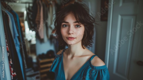 Stylish Woman Organizing Her Closet Generative AI