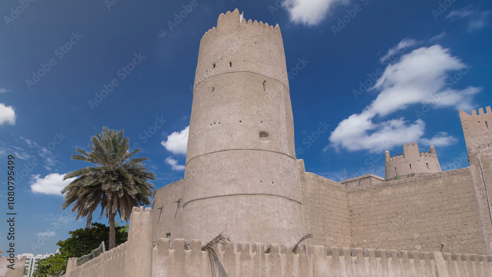 Historic fort at the Museum of Ajman timelapse hyperlapse, United Arab Emirates Historic fort at the Museum of Ajman timelapse hyperlapse, United Arab Emirates
