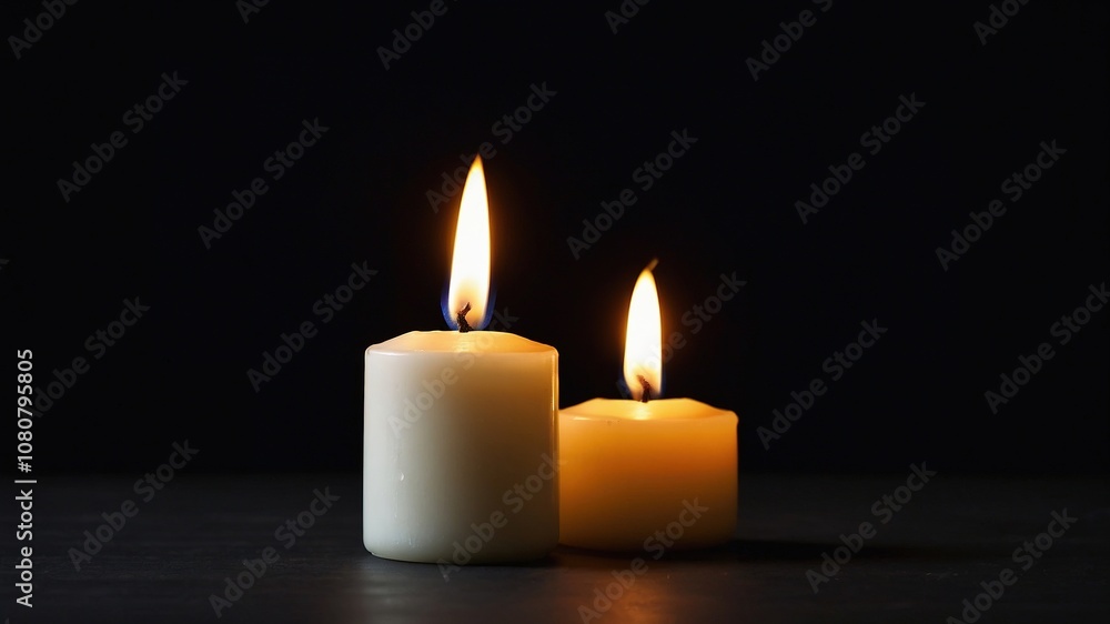 A solitary white flame dances in the silent dark. A solitary white flame dances in the silent dark.