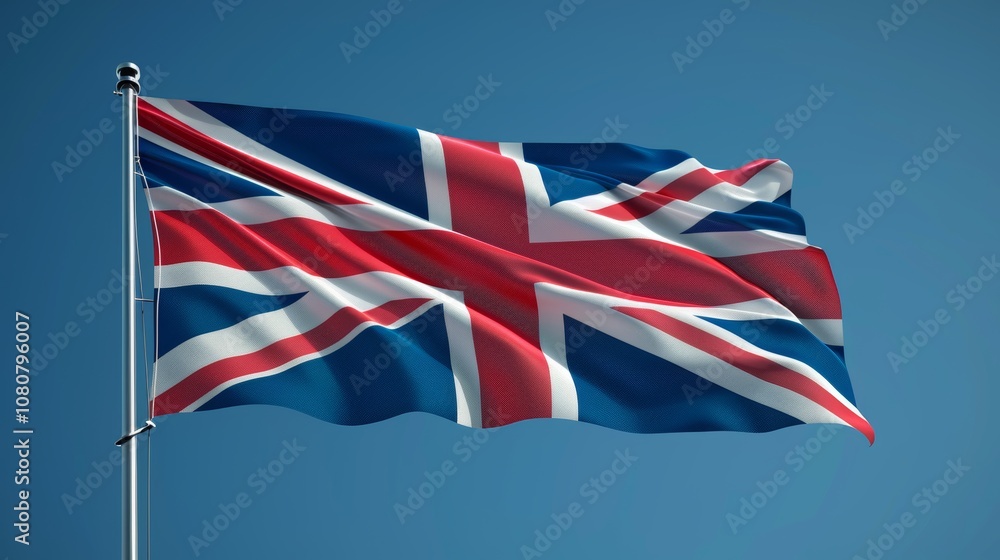 Waving Flag of Unity Against a Clear Blue Sky Generative AI Waving Flag of Unity Against a Clear Blue Sky Generative AI