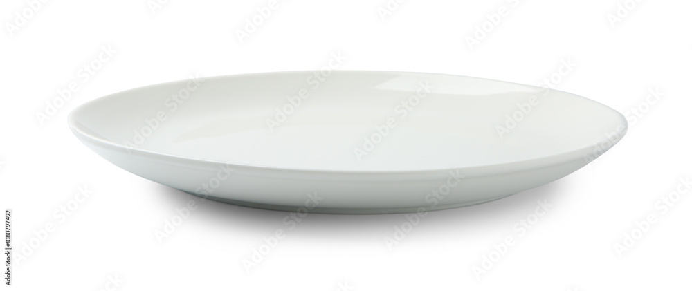 One empty ceramic plate isolated on white One empty ceramic plate isolated on white