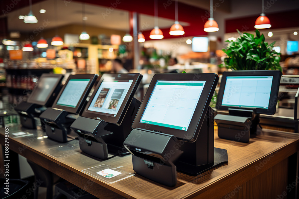 Generative AI picture clean grocery supermarket store department with friendly staff service Generative AI picture clean grocery supermarket store department with friendly staff service
