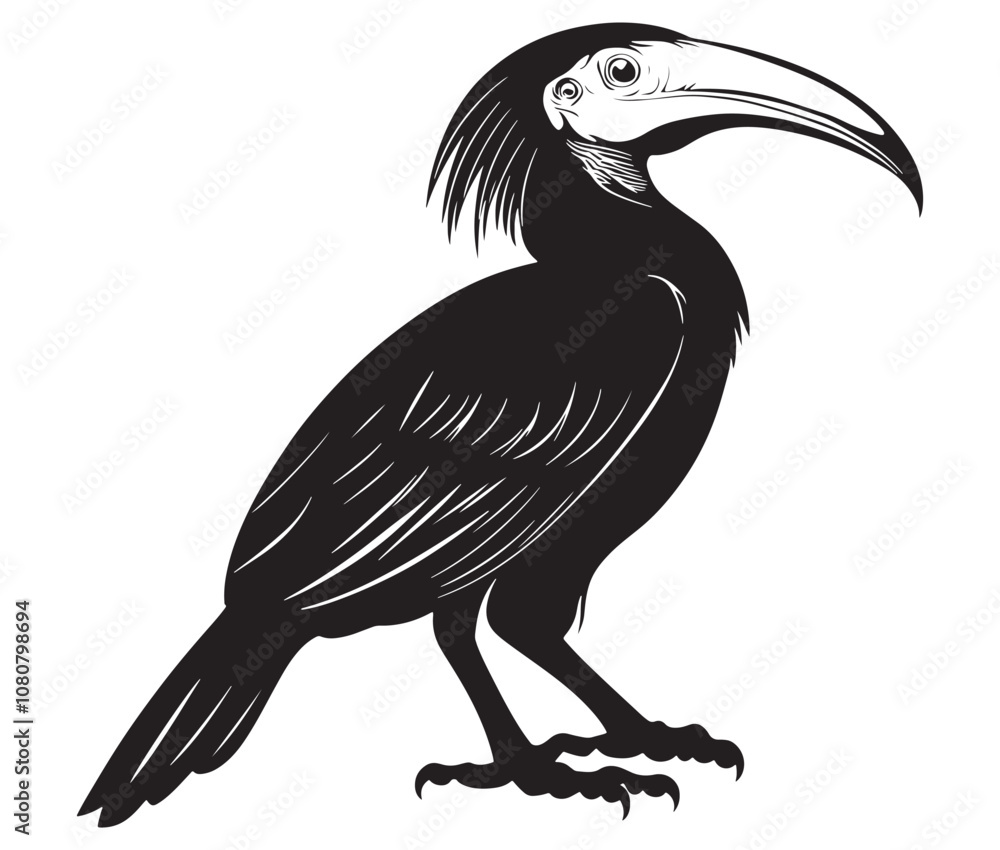 Obraz premium Hornbill bird isolated on white background, Silhouette of a hornbill animal bird vector