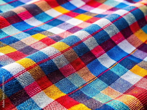 Closeup Plaid Fabric Texture - Gingham Pattern Background
