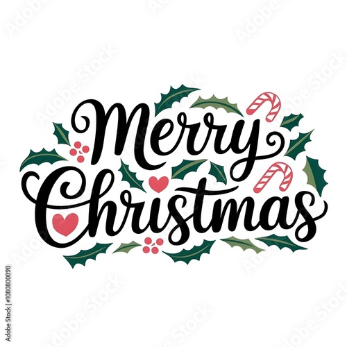 Merry Christmas text typography style on a white background.