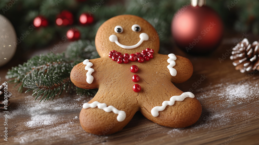 Christmas homemade gingerbread man on wooden table Christmas homemade gingerbread man on wooden table