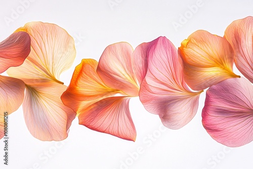 Delicate Pink Flower Petals on a White Background - Floral Photography